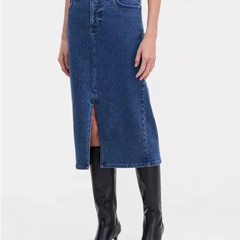 I.N.C. International Concepts Dark Wash Denim Front Slit Midi Skirt - Size 16